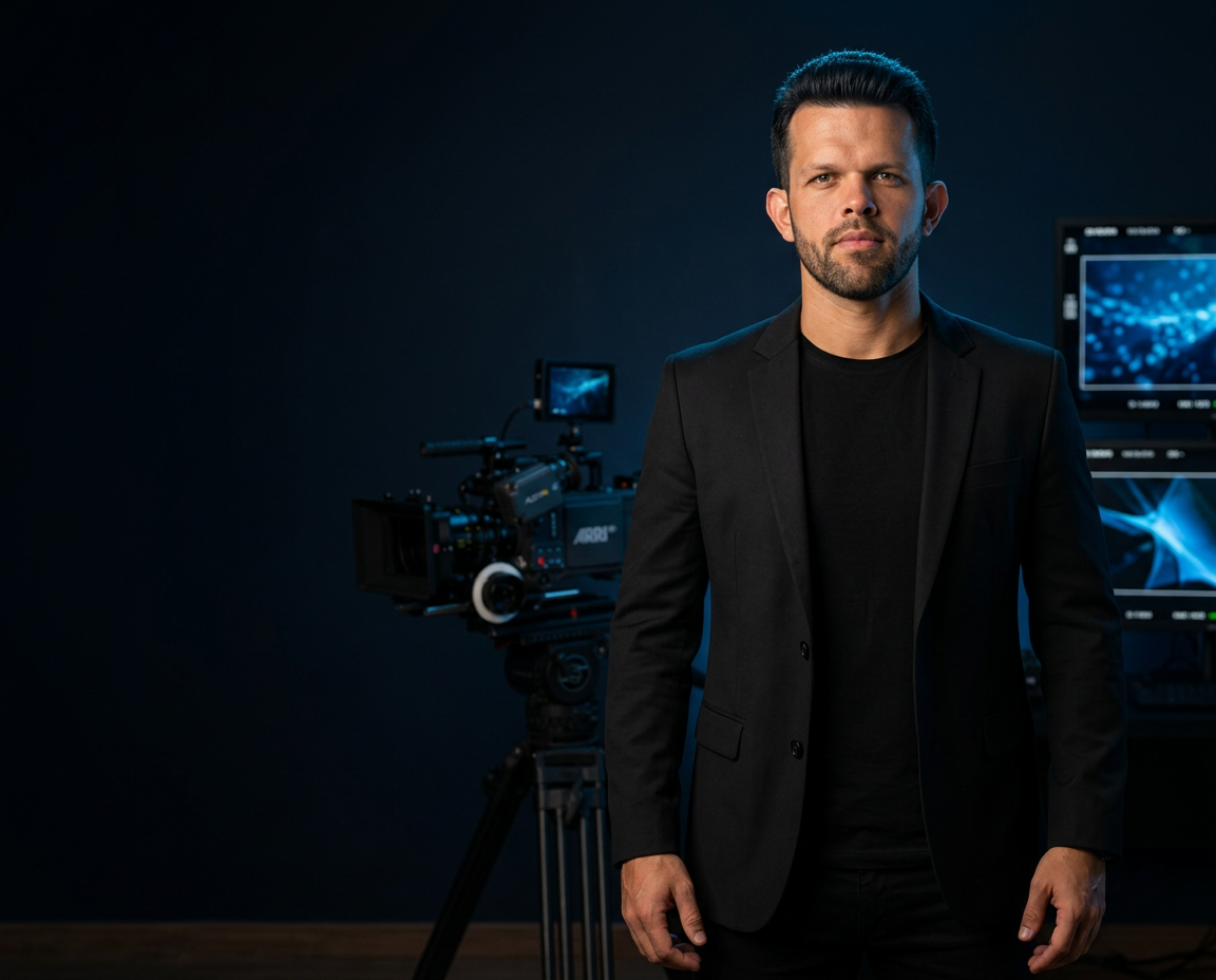 Apresentador da Creative IA em estúdio profissional